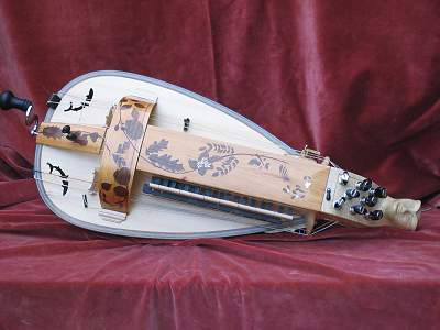 Top view of custom Hurdy Gurdy by Chris Allen and Sabina Kormylo