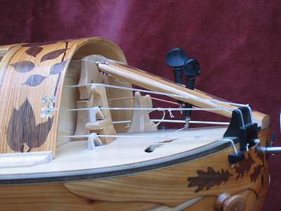 Trompette detail on custom Hurdy Gurdy by Chris Allen and Sabina Kormylo