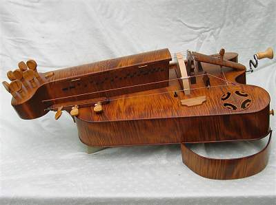 Side view of custom Hurdy Gurdy by Chris Allen and Sabina Kormylo