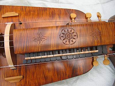 Lid detail of custom Hurdy Gurdy by Chris Allen and Sabina Kormylo