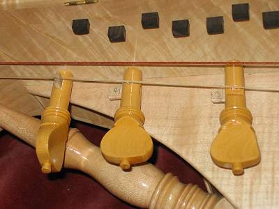 Trompette capo detail on custom Hurdy Gurdy by Chris Allen and Sabina Kormylo