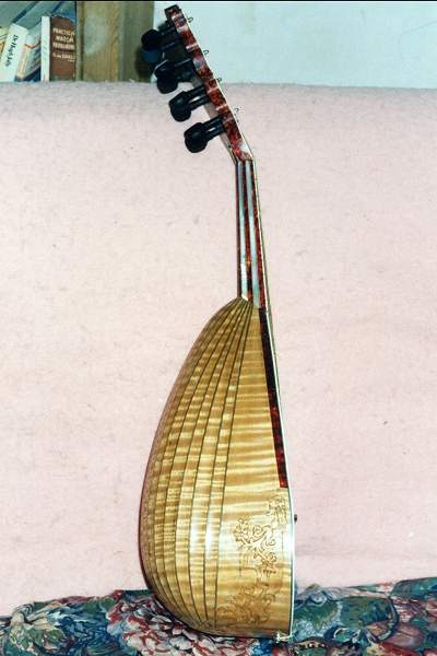 Side view of Vinaccia Mandolin by Chris Allen and Sabina Kormylo